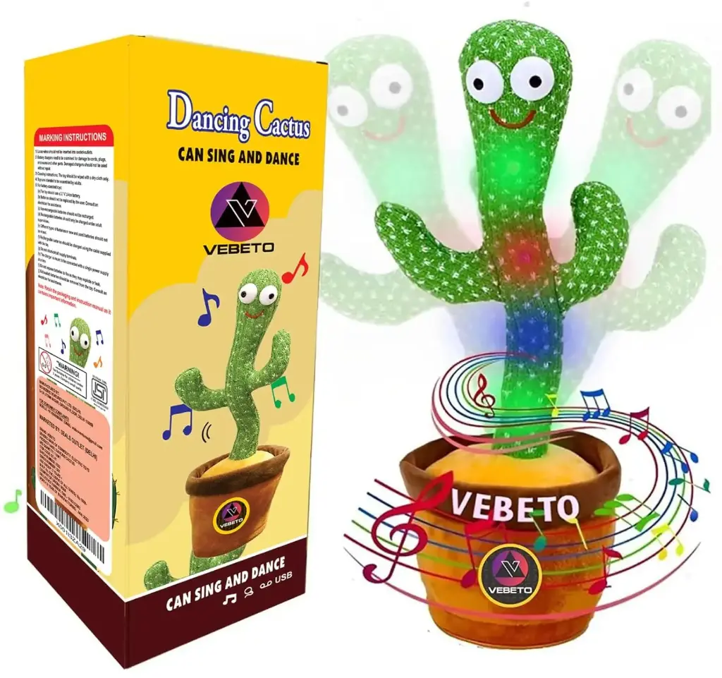 VEBETO Dancing Cactus Toy for Kids (1 Year Warranty)